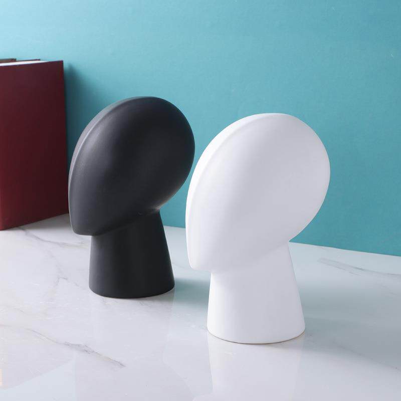 极现代北欧陶样瓷人头BJH人形摆件轻奢简装软家居板间饰品艺术