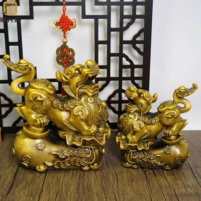 玄黄铜貔貅摆11008件公一对公母招财家居礼客厅关装饰品司店铺开