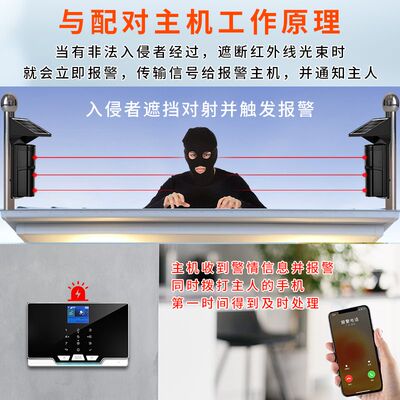 安之翼太阳能红外对射防盗报警器周界围墙户外红外线对射报警器