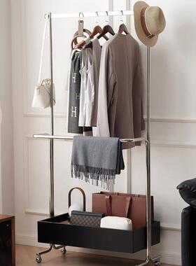 古落地衣架卧帽室移动铁艺中古衣服收纳架复服装OPE收纳移动衣帽