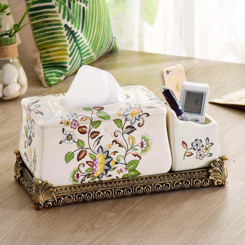 中式茶几抽纸盒陶瓷纸巾控盒遥器多功能456收厅纳新盒客美式餐巾