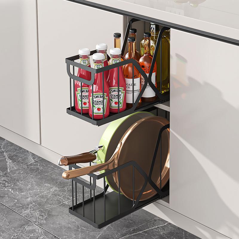 房调料拉篮拉超窄极窄夹缝橱柜分层置物架内抽式收纳SZO抽厨屉免