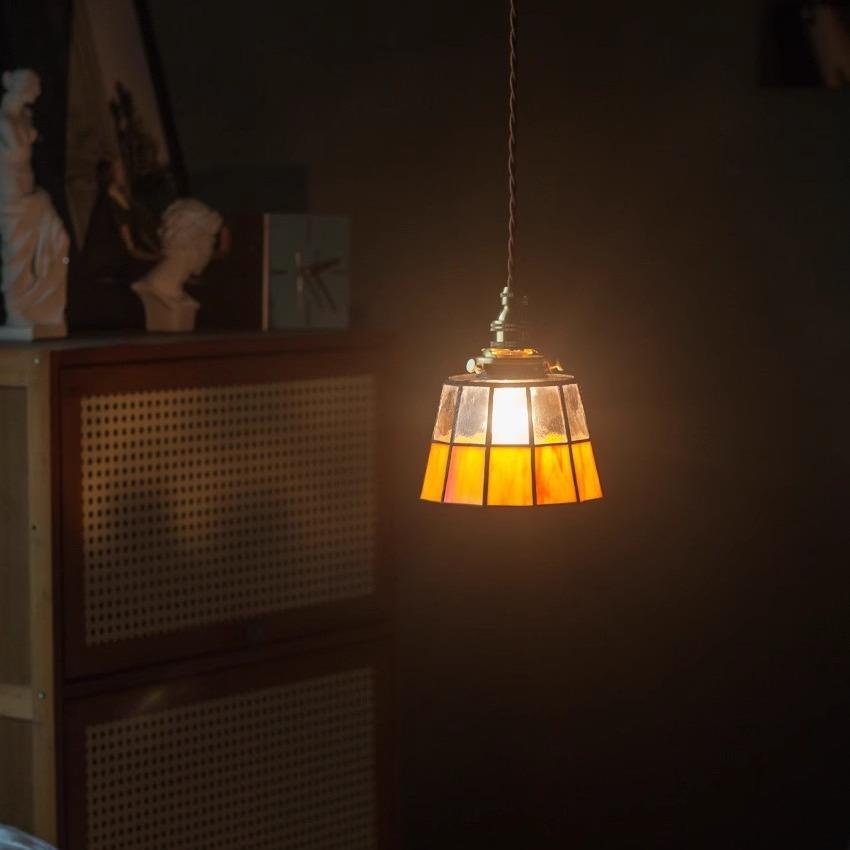 式复古手吊工黄铜玻璃灯中古民宿床头啡厅酒777吧咖吧台茶室吊日