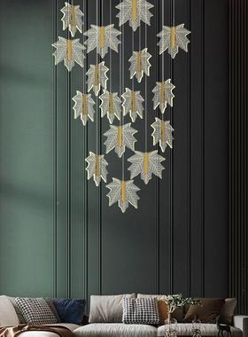 楼梯吊灯客创枫叶旋转别墅吊灯意具复式楼酒店大堂8042个性艺术厅