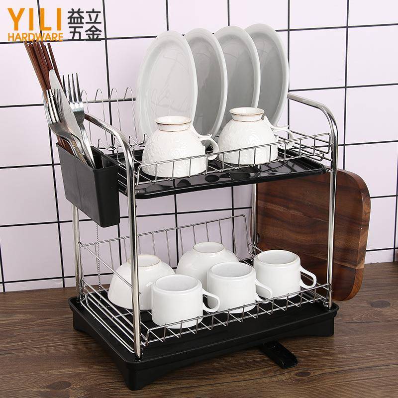 不锈钢餐具沥碟水架水厨房置物碗架双层沥水收纳DH011碗架沥放碗