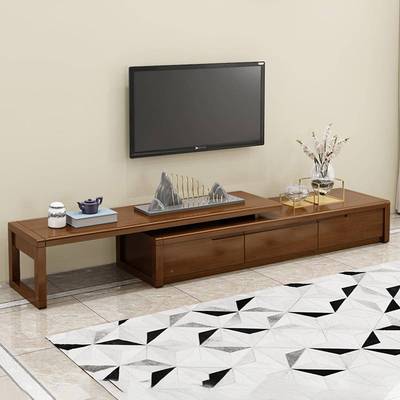 新中地现CGW代简约实木电视柜小组式合户型客厅可伸缩视听柜柜储