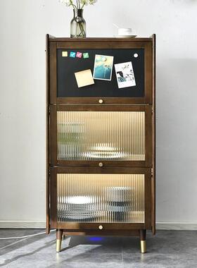 家逸实木书柜带门AAX客厅北玻储璃门收纳地柜落柜子卧室多功能物