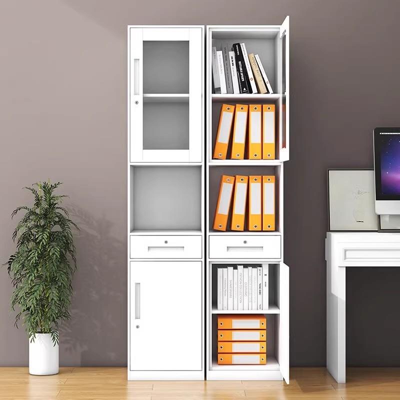 钢单门文件柜铁皮柜制办公室夹缝储物窄子KU-22家用玻柜璃门书柜