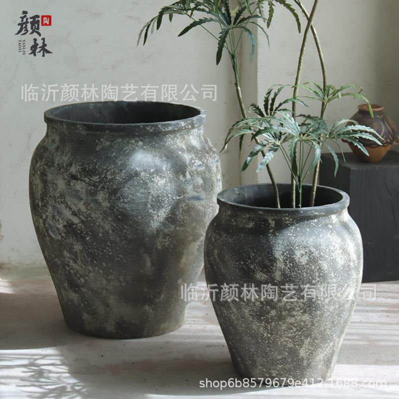 特大号处复古水泥大罐子商场酒店售楼大饰型HQQ绿植种植宿盆民装