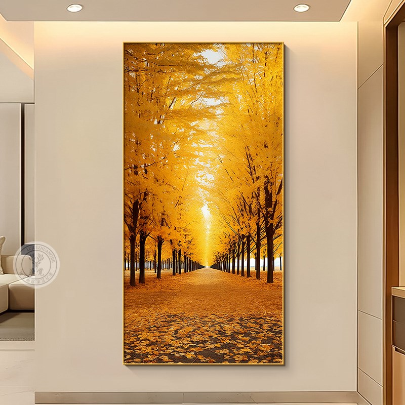 入户森林装饰画小走廊过道树林现B代小路挂画玄关清新自然风景简