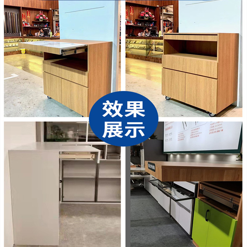 桌面上升隐形折叠导轨侧装延伸加长滑轨跳台升降餐桌伸缩加长加宽