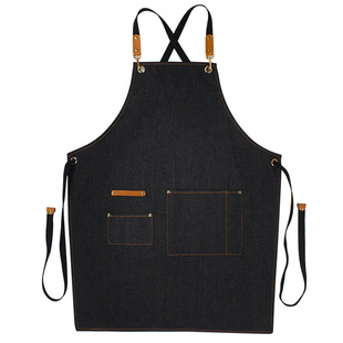 牛仔防水围裙奶茶理发店美发师定制logo厨房烘焙洒吧咖啡馆工作服