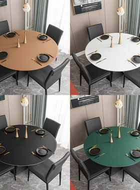 皮革圆桌桌布防水防油免洗pvcA圆形餐桌垫防滑皮质圆桌茶几垫纯色