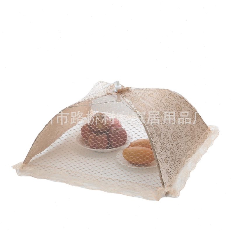 食罩罩物 家用圆形菜罩大号W餐桌罩中号 蕾丝饭加密网布饭菜罩