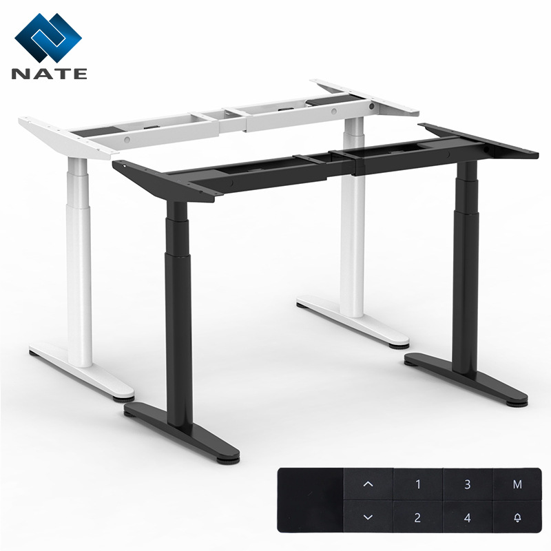 椭圆管电动升降桌架腿新中式电竞桌腿电动双电机正装三节升降桌腿