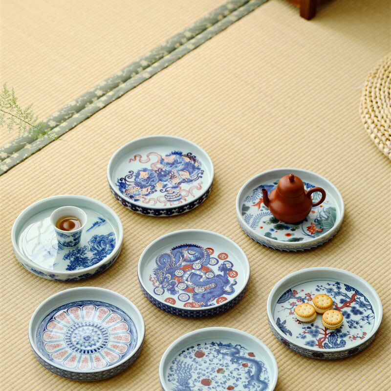 青花荷木窑包h釉彩茶壶高档家用干浸桌壶垫盖碗盘陶瓷