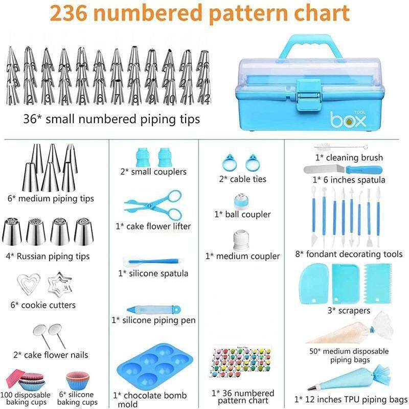 236件翻糖裱花工具花裱花嘴裱套袋抹刀刮板蛋糕模烘全QS0236PC焙