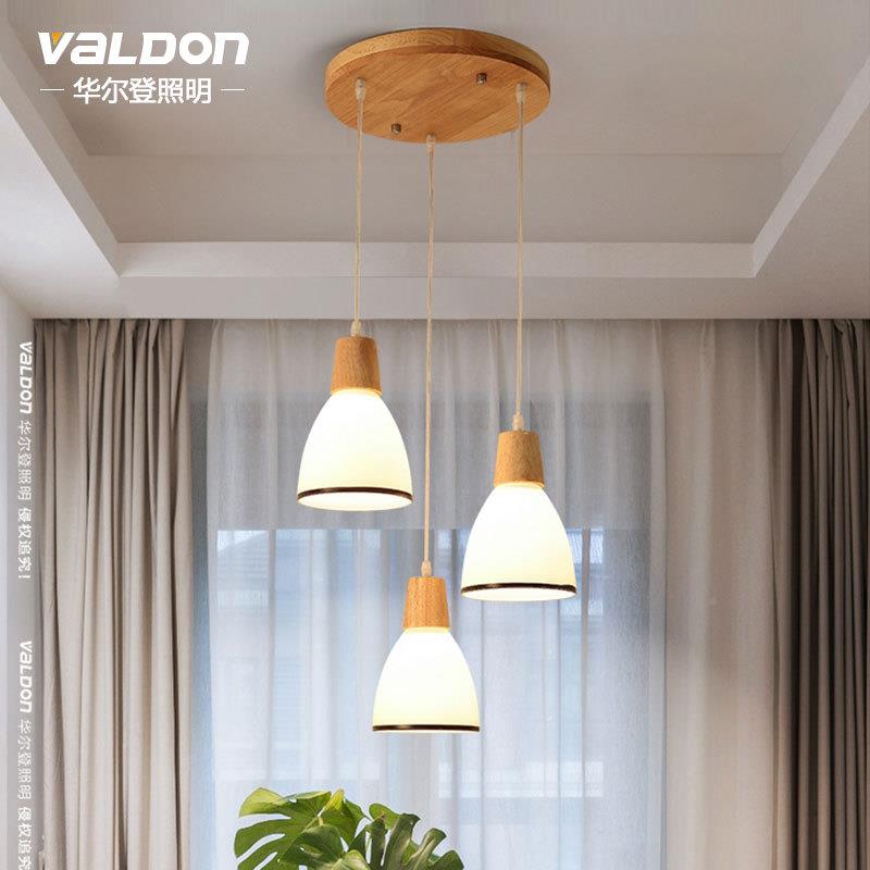 北欧餐厅吊灯实木日式床头灯卧室头灯具头吧台餐桌小吊灯三V702S2