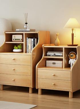 实木床头16145柜一对床边收代柜约个性窄边储物柜卧室现简小纳型