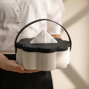 纸巾盒创意430花瓣抽档纸盒轻奢高级感客茶家用几高餐厅商厅用纸