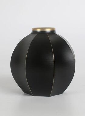 铜花瓶简约风格黄花浮雕工家居客厅新房装饰品艺乔迁礼品节铜日瓶