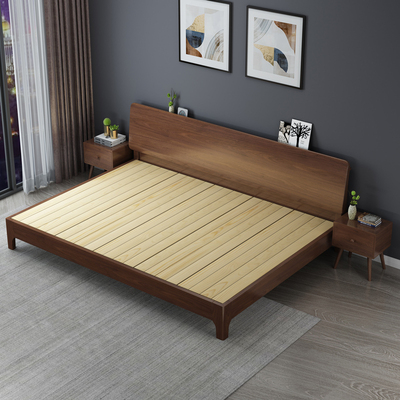 实木床现代简约2j米双人床二胎家庭亲子床加大三四人2.4米床北欧