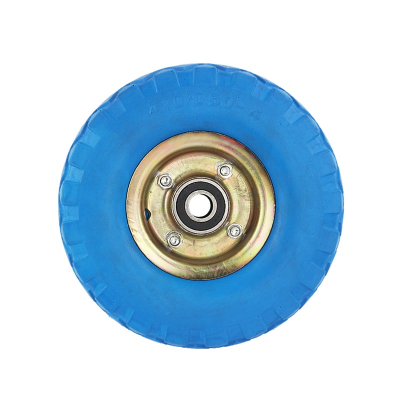 6寸8寸10寸实心轮蓝色发泡轮胎静音橡胶M脚轮手推平板车定向轮