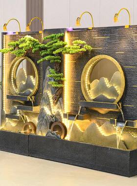 公司水喷幕墙假山水景墅观泉客厅流办公室屏LHV风户外别鱼池造景