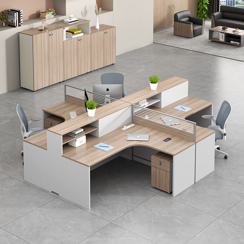 办公桌卡座简约现代屏风桌椅组合6人职员桌员工位U办公室办公家俱