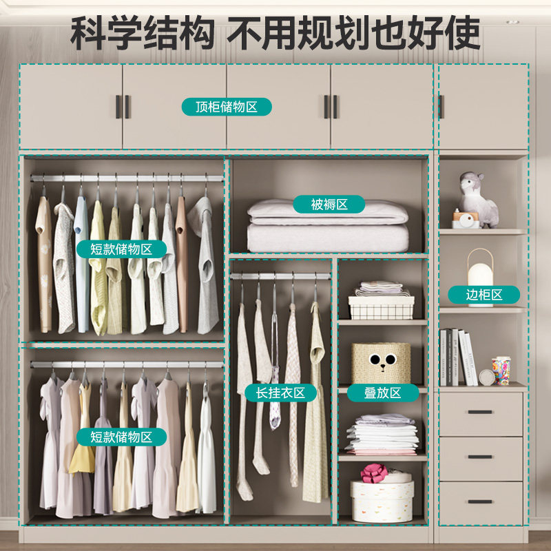 纯实木衣柜推拉门家用o卧室现代简约出租房经济型定制儿童收纳衣