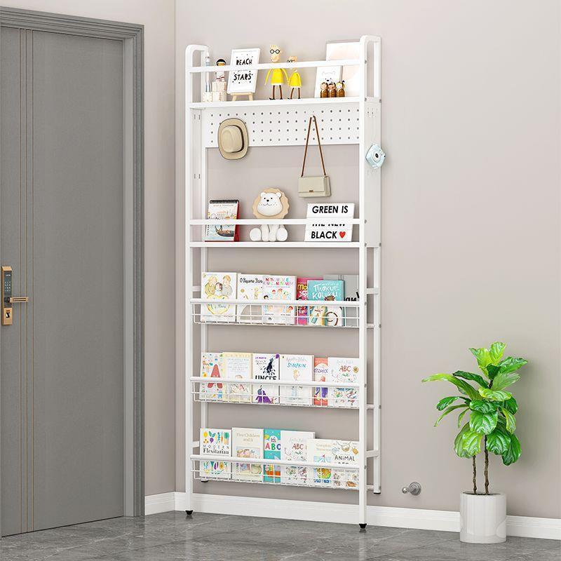 新款免打洞BUA洞板门后多层置物架书架厨孔房卧室儿童绘本纳收铁