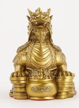 黄铜龙龟摆办件聚宝448龙龟金钱龟兽赑神屃霸下家居公装饰室品聚