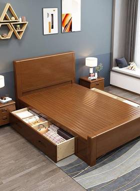 实木1.2米单人床1米现代简约13人5小型户011.5米双气压高.箱储物