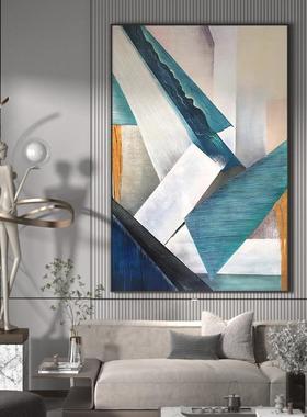 抽现代EM-1353奢客厅玄景关装饰画蓝色抽象轻创意象风格背墙壁竖