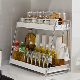 厨房不锈钢调料置物架多功能台面双层调味品调料瓶罐储物收纳架子