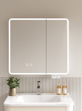 智能浴室镜柜单独挂墙式卫生间镜子带灯除雾收纳一V体洗手间置物