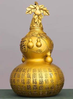 纯铜百福葫芦家居摆件招财福禄开口空心客厅玄关办公室店铺工艺品