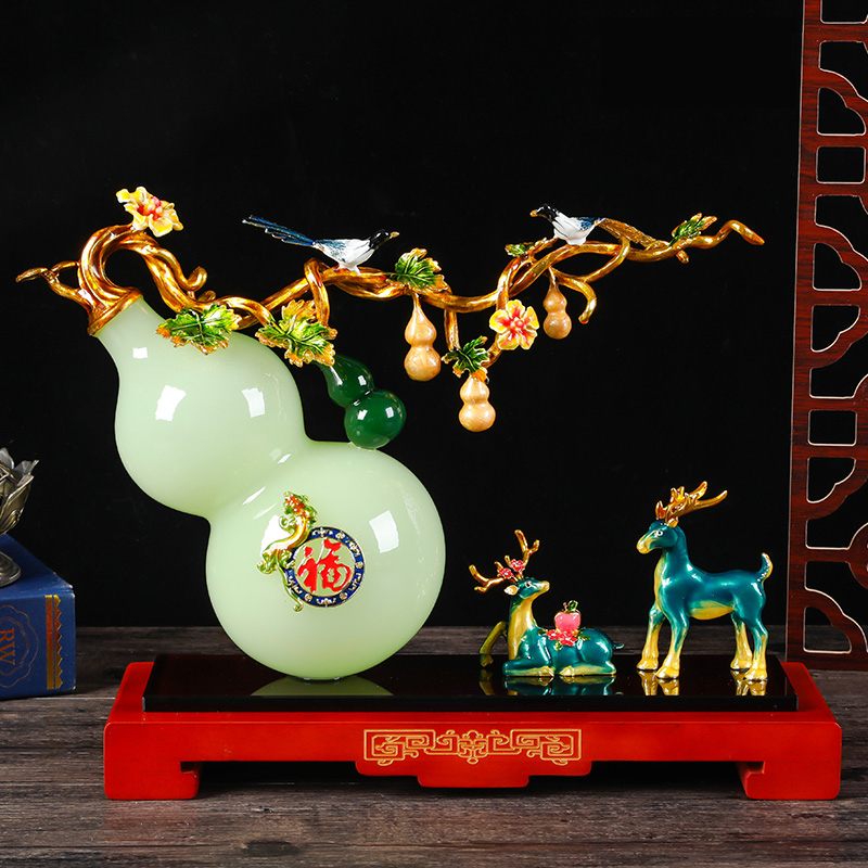 五福临门琉璃玉葫芦摆件客厅玄关酒柜家居装饰品摆设乔迁新居礼品
