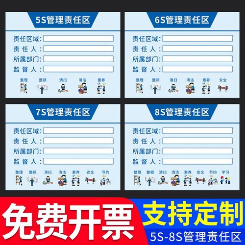 5S 6S 7S 8S责任区管理区域标识牌标语现场质量管理海报工厂企业