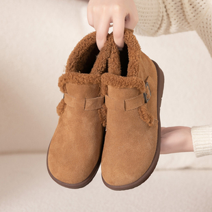 防滑棉 大尺码 加绒雪地靴女平底短靴软底棉靴冬季 加绒加厚保暖女鞋