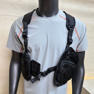 品质捡漏@黑暗风情侣款 机车户外机能多口袋马甲背包肩带胸包 工装