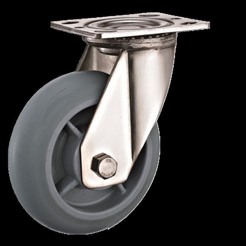 圆边4寸304不锈钢重型万向轮子5寸静音工业轮6寸平板小推车脚轮