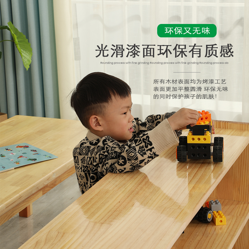 幼儿园实木玩具柜子蒙氏教具区角柜原木书包柜儿童收纳整理储物架