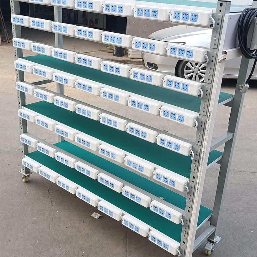 防静电排插架老化架测试架移动电源周转车角铁usb车间显示器货架