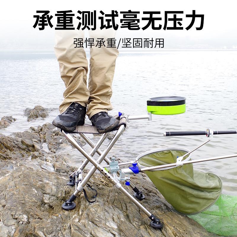 不锈钢全地形可折叠钓椅便携钓鱼椅子钓鱼凳多功能台钓椅座椅结m
