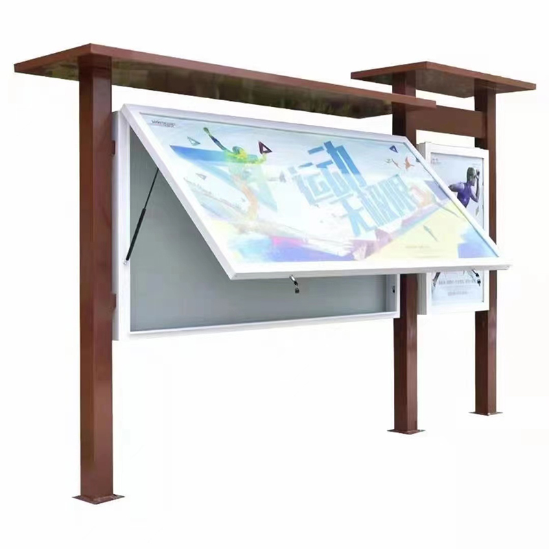 户外烤漆不锈钢宣传栏广告牌公告栏校园文化长廊挂墙橱窗铁艺定制