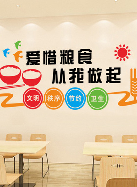 节约粮食a墙贴餐厅学校食堂文化墙贴宣传画幼儿园珍惜粮食贴纸标