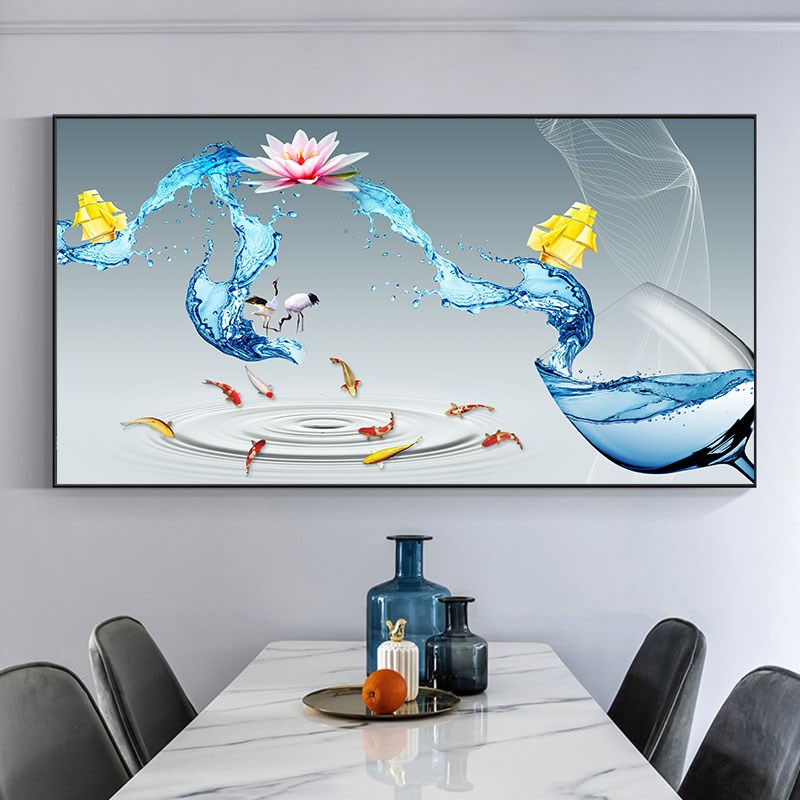 家庭餐厅挂画餐桌背景墙装饰画单幅酒杯花卉蔬菜瓜果现代清新壁画图片