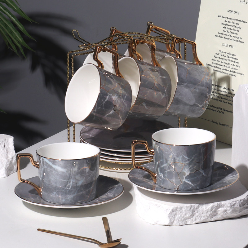 高档枪灰咖啡杯碟套装 欧式茶杯英式下午茶茶具陶瓷高档结婚礼物,餐饮具,咖啡杯,淘宝优惠券,粉丝福利购,淘宝优惠卷