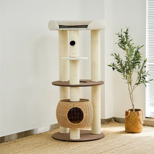 网红大床猫爬g架猫窝猫树一体攀爬大型猫布偶缅因肥猫剑麻藤编多